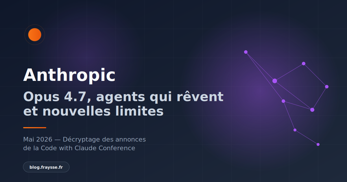 Couverture article : Anthropic, Opus 4.7, agents qui rêvent et nouvelles limites
